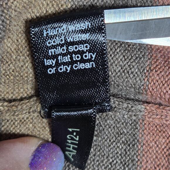 Peruvian Connection Dress Womens Small Brown Gray Striped Pima Cotton Knit - Picture 10 of 10